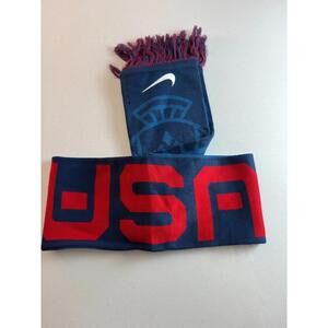 Nike USA Swoosh Scarf Blue Red Knit Winter Soccer Fan Gear Unisex New With Tags